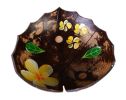 Coconut Shells Hand-painted Flowers Soap Dish Leaf Shape Soap Holder