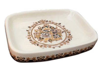 Royal Style Color Painted Floral Ceramic Soap Dish Rectangle Jewelry Plate