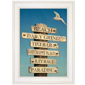 "Beach Directional" by Graffitee Studios, Ready to Hang Framed Print, White Frame