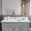 49''x22" bathroom stone vanity top engineered stone carrara white marble color with rectangle undermount ceramic sink and 3 faucet hole with back spla