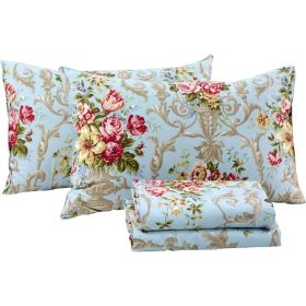 Shabby Floral Bedding Elegant Peony Sheets Set Collections 800 Thread Count 100% Cotton Deep Pocket,4 Piece-Queen Size