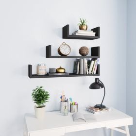 Wall Display Shelf 3 pcs Gray Engineered Wood