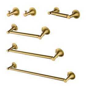 6 Piece Brass Bathroom Towel Rack Set Wall Mount