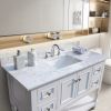 43''x22" bathroom stone vanity top engineered stone carrara white marble color with rectangle undermount ceramic sink and 3 faucet hole with back spla