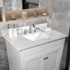 31inch bathroom vanity top stone carrara white new style tops with rectangle undermount ceramic sink and back splash with 3 faucet hole for bathrom ca