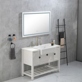 55x30 Inch LED Bathroom Mirror with Frontlit and Backlit, Wall Mounted Vanity Mirror with Smart Touch Button, Anti-Fog, Memory Function, 3 Colors