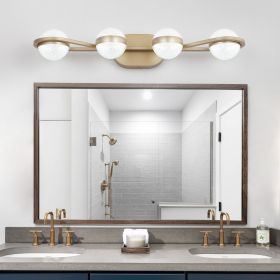 (Same as W134067503/L2001) Modern Minimalist Gold Bathroom Vanity Light, 4 Bulb Acrylic Shades, Wall Mounted Decorative Lighting Fixture