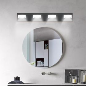 (Same as W1340110592/L2008) LED Modern Black 4-Light Vanity Lights Fixtures Over Mirror Bath Wall Lighting