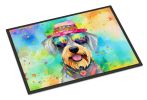 Schnauzer Hippie Dawg Doormat Front Door Mat Indoor Outdoor Rugs for Entryway, Non Slip Washable Low Pile, 24H X 36W