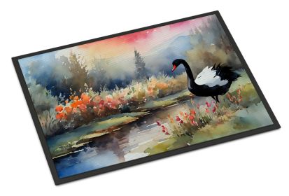 Black Swan Doormat Front Door Mat Indoor Outdoor Rugs for Entryway, Non Slip Washable Low Pile, 24H X 36W