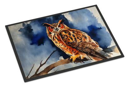 Eurasian Eagle Owl Doormat Front Door Mat Indoor Outdoor Rugs for Entryway, Non Slip Washable Low Pile, 24H X 36W