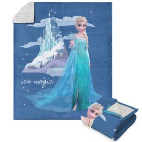 Disney Frozen Ice Magic Silk Touch Sherpa Throw Blanket 50X60 Inches