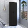 DEPOT E-SHOP London Armoire, Two Shelves, Rod, Double Door Cabinet Armoire, Black