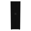 DEPOT E-SHOP London Armoire, Two Shelves, Rod, Double Door Cabinet Armoire, Black