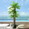 8.5ft Tall Artificial Palm Tree for Outdoors - Triple Phoenix Palm- Perfect for Patio, Poolside, Home Indoor Aesthetic Decor