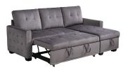 77 Inch Reversible Sectional Storage Sleeper Sofa Bed , L-Shape 2 Seat Sectional Chaise With Storage , Skin-Feeling Velvet Fabric