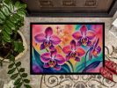 Orchids in Color Doormat Front Door Mat Indoor Outdoor Rugs for Entryway, Non Slip Washable Low Pile, 24H X 36W