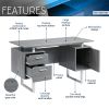 Techni Mobili Modern Office Desk with Storage, Grey