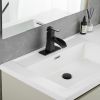 Sink Faucet With Deck Plate Waterfall Black with Pop Up Drain and Supply Lines Bathroom faucets for Sink 1 Hole One Handle Faucets Vanity Bath Mixer T