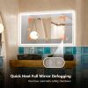 40"x24"Dimmable LED Bathroom Mirror – Wall-Mounted Anti-Fog Waterproof Vanity Mirror