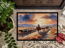 Cattle Drive at Sunset Doormat Front Door Mat Indoor Outdoor Rugs for Entryway, Non Slip Washable Low Pile, 24H X 36W