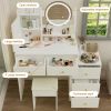 Fashion Vanity Desk with Mirror and Lights for Makeup and Cushioned Chair