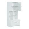 Tall and Wide Bathroom Floor Storage Cabinet, Bathroom Storage Unit, Freestanding Cabinet with 4 Doors, Adjustable Shelves, Open multi-layer Shelves