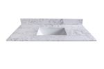 49''x22" bathroom stone vanity top engineered stone carrara white marble color with rectangle undermount ceramic sink and 3 faucet hole with back spla