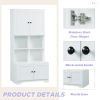 Tall and Wide Bathroom Floor Storage Cabinet, Bathroom Storage Unit, Freestanding Cabinet with 4 Doors, Adjustable Shelves, Open multi-layer Shelves