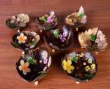 Coconut Shells Hand-painted Flowers Soap Dish Leaf Shape Soap Holder