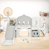 Kids Slide Playset Structure, Freestanding Castle Climber with Slide and Basketball Hoop, Toy Storage Organizer for Toddlers