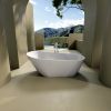 Acrylic Freestanding Bathtub Contemporary Soaking Tub with Chrome Overflow and Drain, High-Gloss White Finish, cUPC Certified, 22A04-55