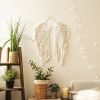 1pc Bohemian Angel Wings Tapestry Pendant with Long Tassels - Hand Woven Dream Catcher Wall Hanging for Weddings, Offices, and Bedrooms