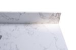 49''x22" bathroom stone vanity top engineered stone carrara white marble color with rectangle undermount ceramic sink and 3 faucet hole with back spla