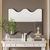 Wall Mirror 30x35 Inch Black Rectangular Mirror with 2 Wavy Sides Metal Framed Mirror Vanity Mirror Dressing Mirror, for Bathroom, Living Room