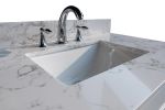 43''x22" bathroom stone vanity top engineered stone carrara white marble color with rectangle undermount ceramic sink and 3 faucet hole with back spla