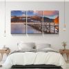 3 Panels Framed Jetty & Lake Canvas Wall Art Decor,3 Pieces Mordern Canvas Decoration Painting for Office,Dining room,Living room