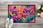 Orchids in Color Doormat Front Door Mat Indoor Outdoor Rugs for Entryway, Non Slip Washable Low Pile, 24H X 36W