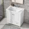 30" Bathroom Vanity with Sink; Combo; Cabinet with Doors and Drawer; Solid Frame and MDF Board; White