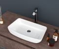 24"x15" White Ceramic Rectangular Vessel Bathroom Sink