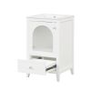 20" Bathroom Vanity with Sink, Bathroom Cabinet with Soft Closing Glass Door, A Drawer, White