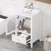 20" Bathroom Vanity with Sink, Bathroom Cabinet with Soft Closing Glass Door, A Drawer, White