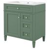 30'' Bathroom Vanity with Top Sink, Modern Bathroom Storage Cabinet with 2 Drawers and a Tip-out Drawer, Freestanding Vanity Set with Mirror Cabinet