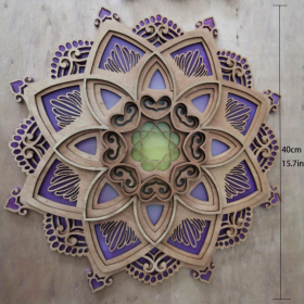 1pc Mandala Wooden Decorative Lamp Yoga Room LED Night Light Multilayered Laser Cut Carved Light Wall Decor For Home Living Room Bedroom Ornament (Color: PURPLE)