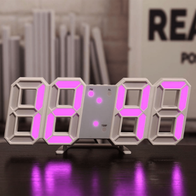 1pc 3D LED Digital Clock; Bedroom LED Clock For Home Decor (Color: PURPLE)