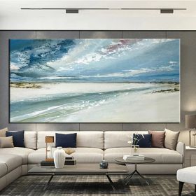 Hand Painted Oil Paintings Abstract Seascape Painting Beach Ocean  Living Room Hallway Luxurious Decorative Painting (Style: 01, size: 70x140cm)