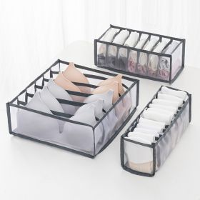 1pc/3pcs Fabric Sock and Underwear Organizer - 6/7/11 Grids Drawer Organizers for Closet Storage - Foldable Cabinet Boxes for Socks, Underwear (Capacity: 6+7+11 Grids, Color: Grey)