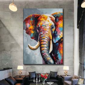 Hand Painted Oil Painting Boho Wall decor Colorful elephant Oil Painting on Canvas animal painting art large 3d wall art original painting Texture Acr (Style: 01, size: 50x70cm)