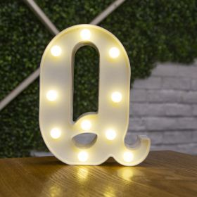 Alphabet Letter LED Lights Luminous Number Lamp Decor Battery Night Light for home Wedding Birthday Christmas party Decoration (type: Q)