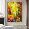 Modern Abstract abstract forest Gold Foil tree Oil Painting large hand painted Abstract Painting Canvas For Home Decoration